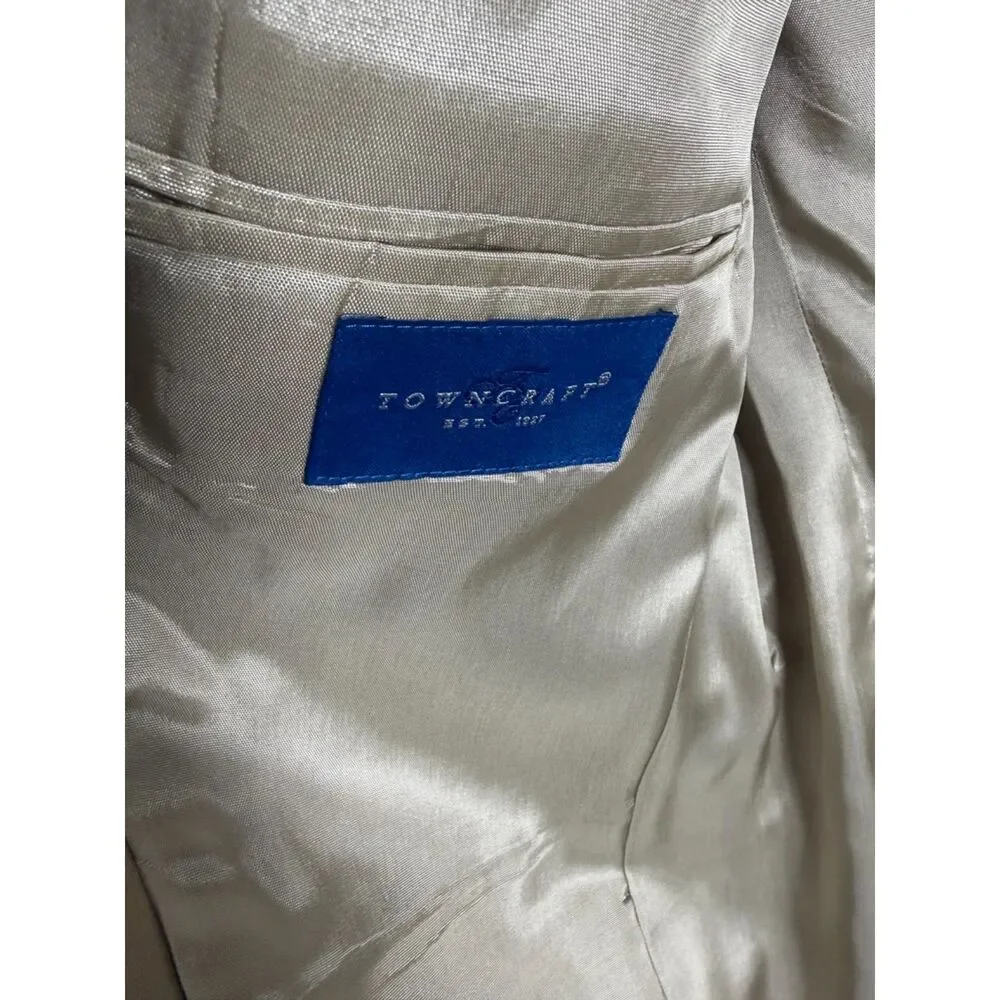 Vintage Towncraft Men’s Tan 2-Piece Suit W36 Pleated Pants Two-Button Blazer